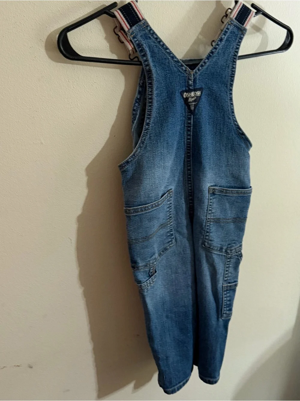 OshKosh B'gosh Size 2T Light Blue Denim Overalls with Striped Straps